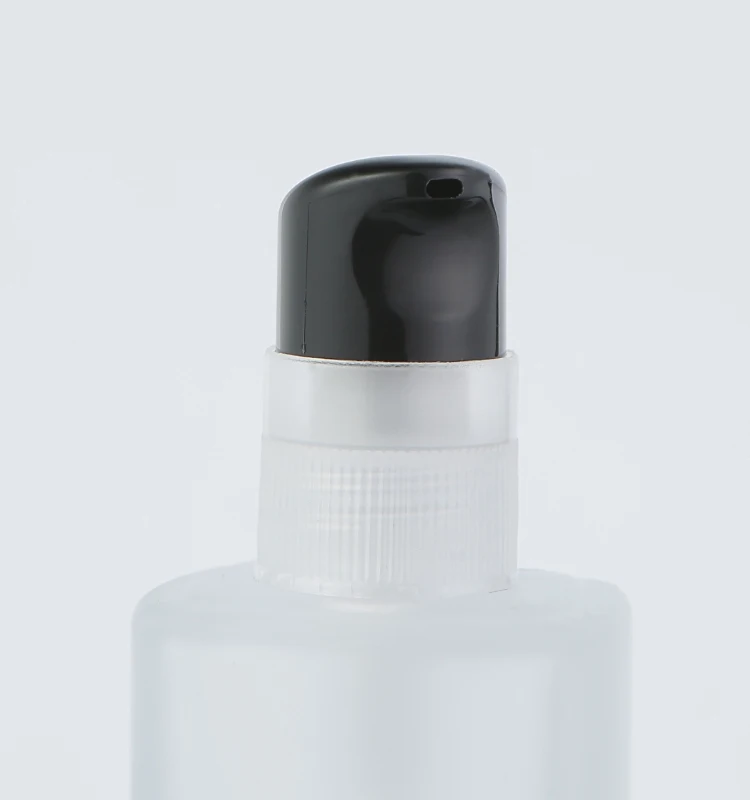 China factory Square screen printing frosted Crystal Transparent black cap 30ml liquid foundation glass bottle