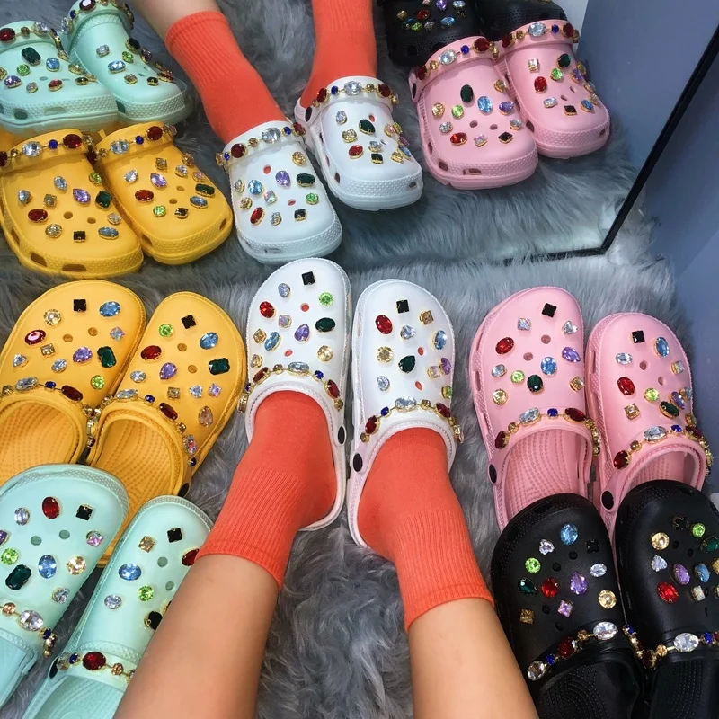 
Garden Shoes Slip On Sandals Thick Sole EVA Slippers Candy Color Clogs Crossbody Jelly Bag Set Hair Clasp 3 PCS Slides Slippers 