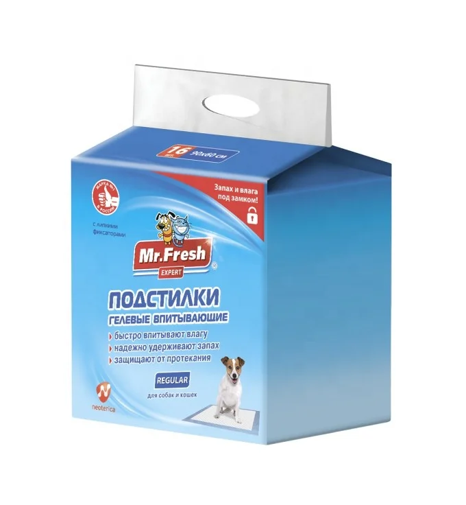 Специальные абсорбирующие прокладки Mr.Fresh Expert 90*60 (16 шт.), одноразовые высоковпитывающие прокладки для дрессировки кошек и собак