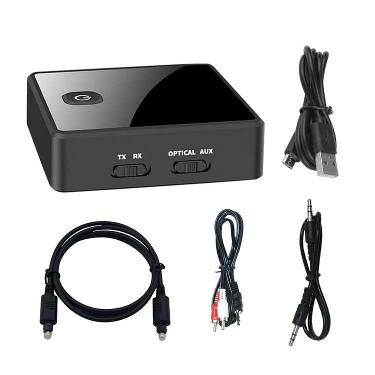 BT 5.0 Transmitter Receiver 2 in 1 Wireless Audio Adapter with LED Indicator Low Latency 10M Transmission Range for TV Car/Home