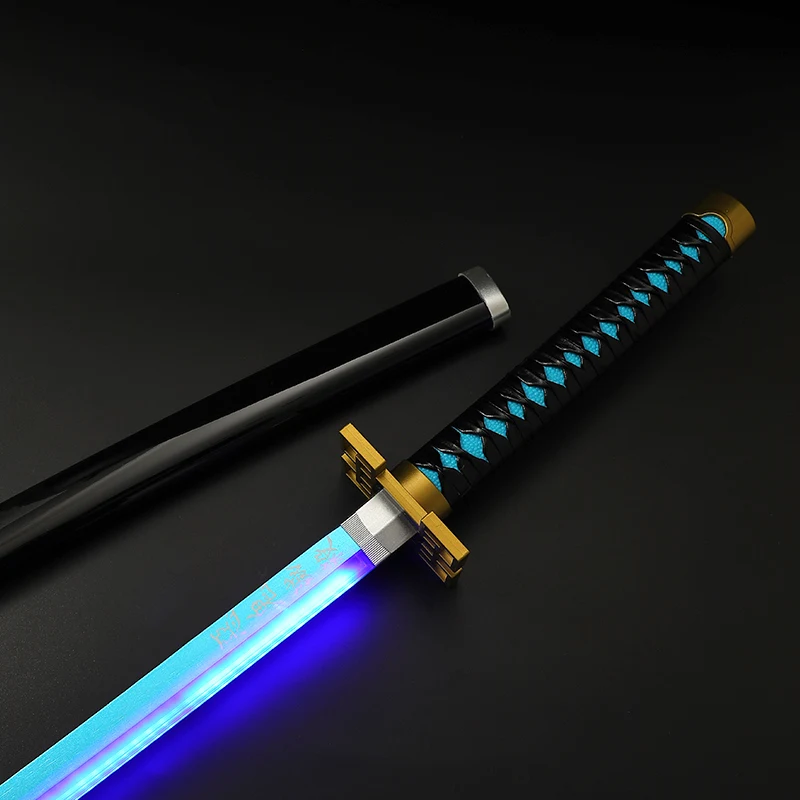 2024 New Tokitou Muichirou Children Sword Toy Gifts Bamboo Plastic Luminous Led Light Toy Sword