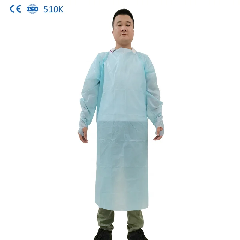 Cheap Price ISO11737 Disposable Blu Protection CPE Apron 50g Chlorinated Polyethylene CPE 135a for Hospitals Waterproof Level 3