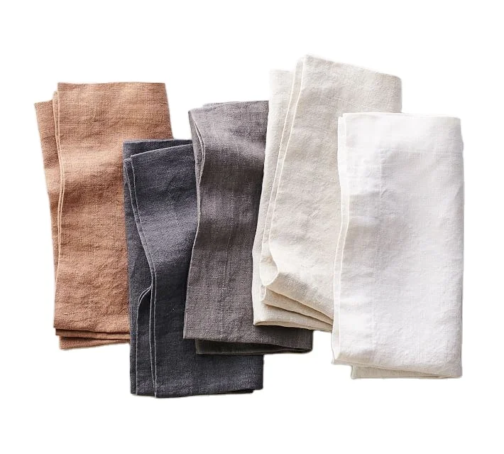 Wholesale Popular High Quality 100% Pure linen Napkins Tea Towel In Natural Color yarn dyed fabric