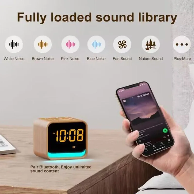 New design Bedroom Sleep Timer 7 Colorful Night Light  Table  Lamp Multifunctional Digital Alarm Clock with Bluetooth
