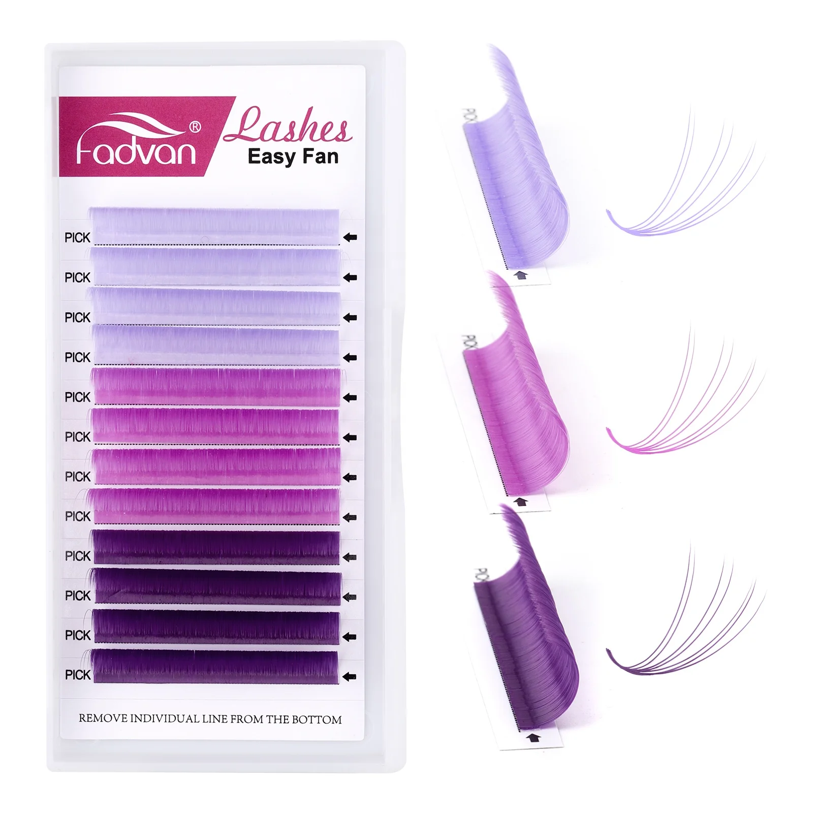 Color Easy Fanning Volume Eyelash Extension Auto Fans Eyelashes Brown Purple Blue Mix 9-15mm 16 Lines Mega Volume