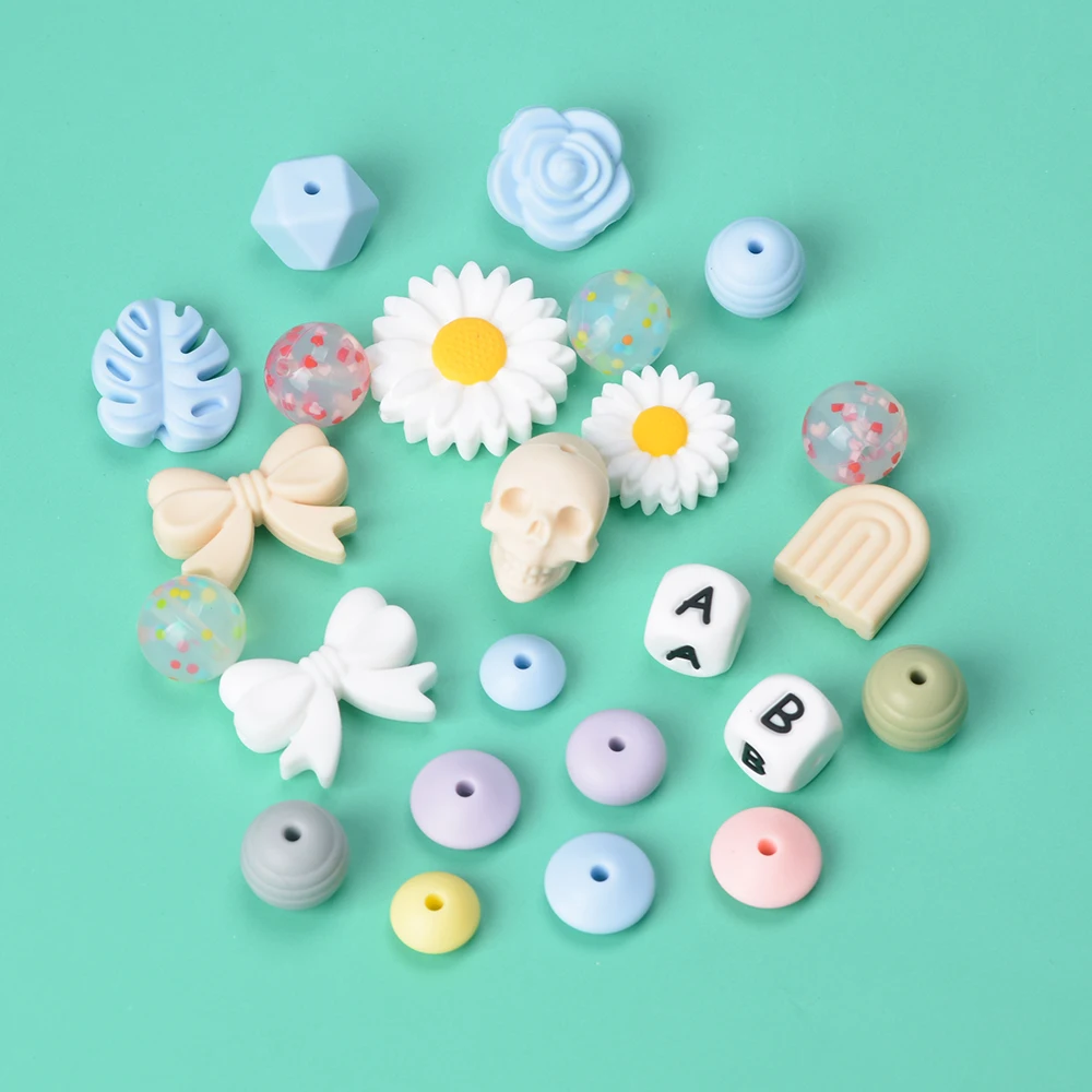 Low Moq Wholesale Food Grade Silicone Beads key Chain High Quality Luminous Silicone Beads 15mm Bulk Silicone Baby Teething Bead