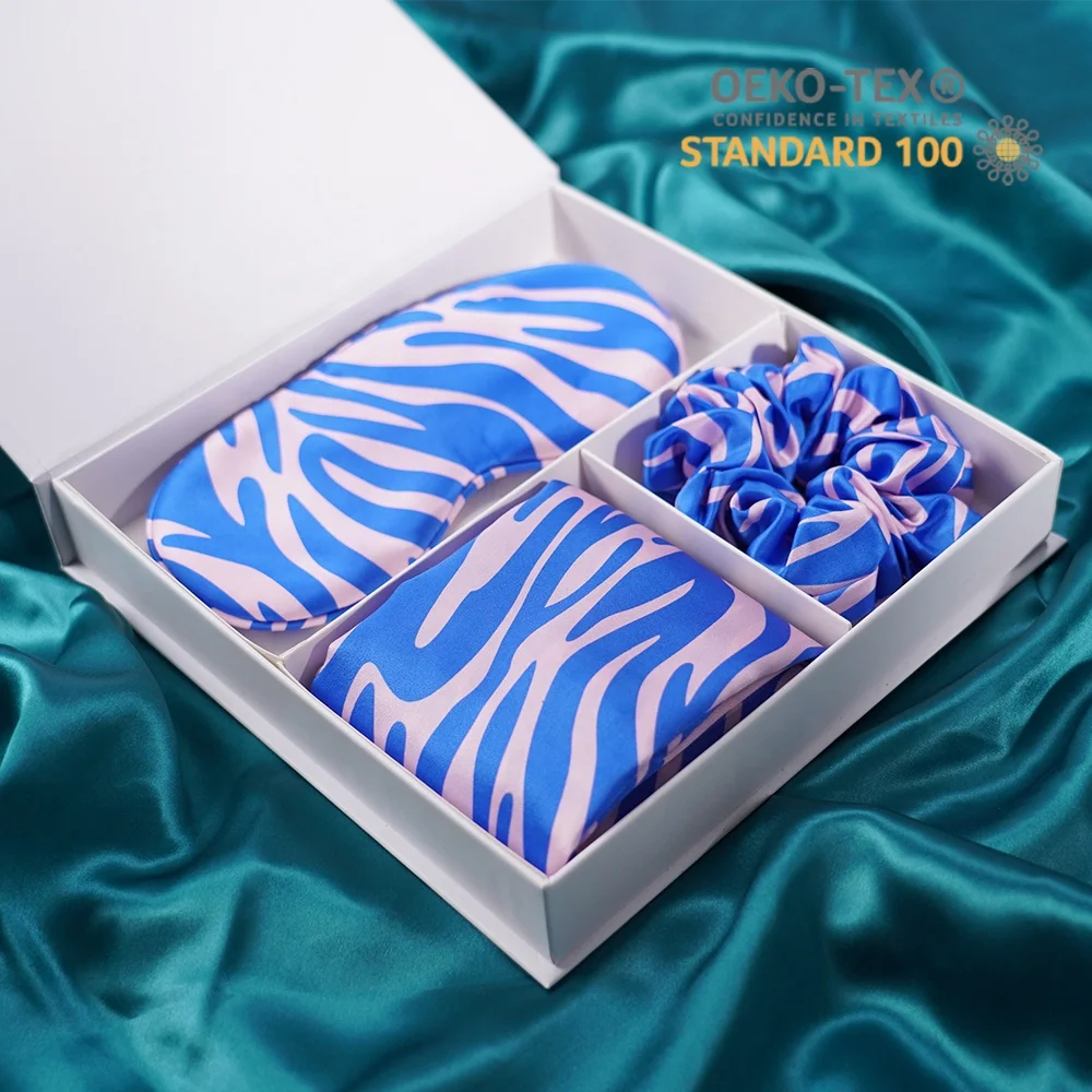 6A oeko-tex 100% mulberry silk pillowcase set with Scrunchies eyemask pure silk pillow case gift set 22 mm silk pillow case