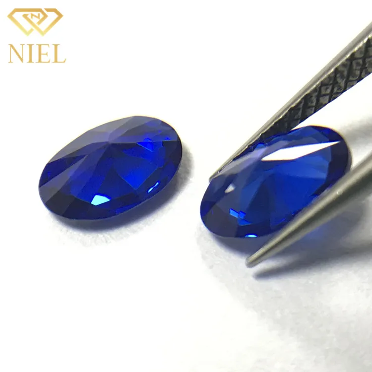 113# 4x6mm Hot selling oval cut lab created synthetic blue sapphire spinel crystal Niel gemstone.