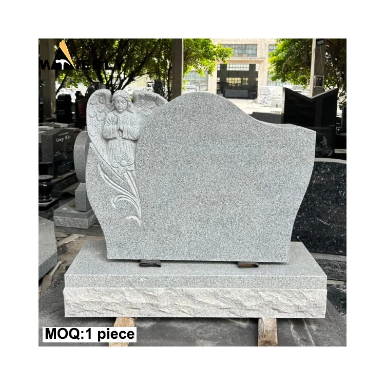 Custom Hand Carved High Quality Marble Granite Stone Angel Praying Statue Heart Tombstone Headstones And mMonuments For Graves