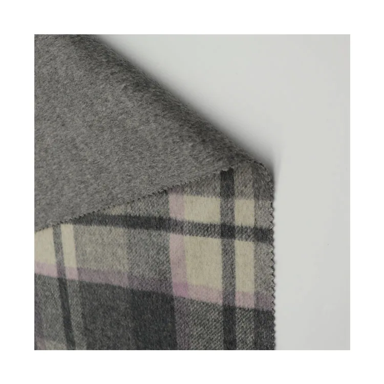 
High quality the main color grey warm merino wool nylon plaid fabric for jacket 