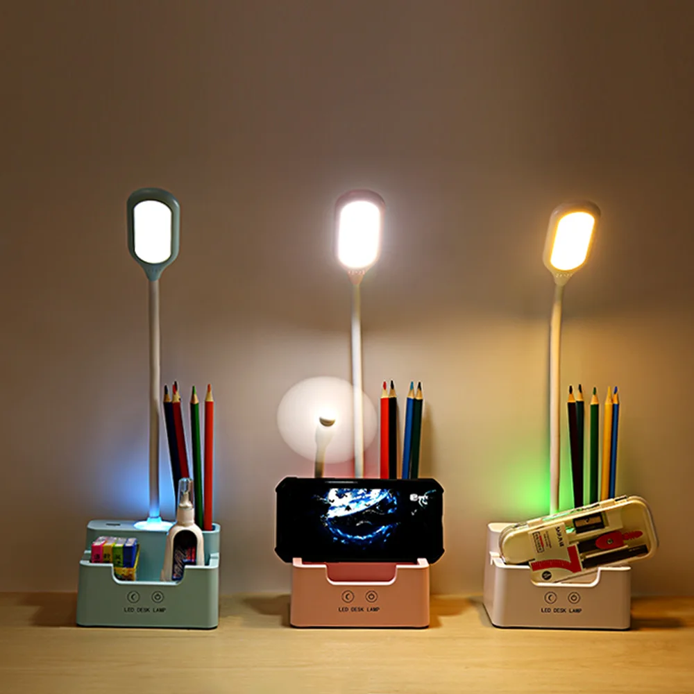 
 Многофункциональная обучающая лампа с держателем для ручек и держателем для мобильного телефона настольная Светодиодная настольная лампа для чтения гибкая   (62268972740)