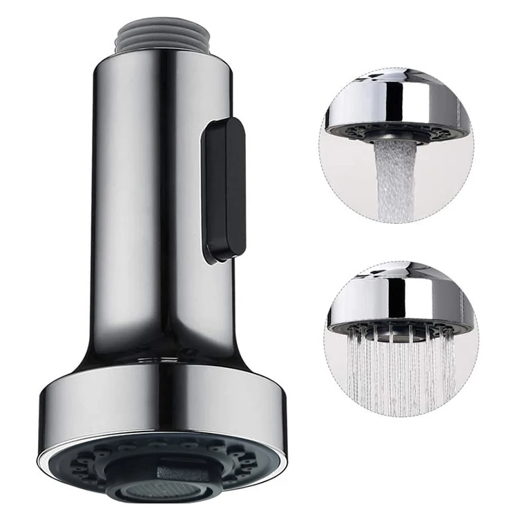 Redge - Kitchen Faucet Nozzle Pull Down Hose Simple Angle Spray Head Replaceable 2 Functions Brushed Nickel