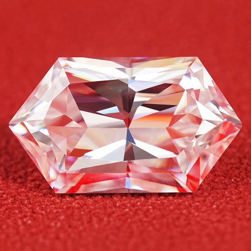 Supplier Direct Sale Elongated Hexagon Ring Pendant Synthetic Gemstone White Color Moissanite Price