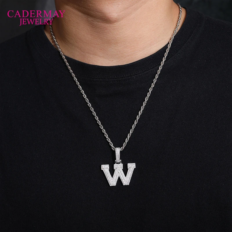 A to Z S925 Letter  Round  Moissanite D VVS  Ice Out Hiphop Pendant Pass Diamond Tester  Moissanite Pendant Necklace