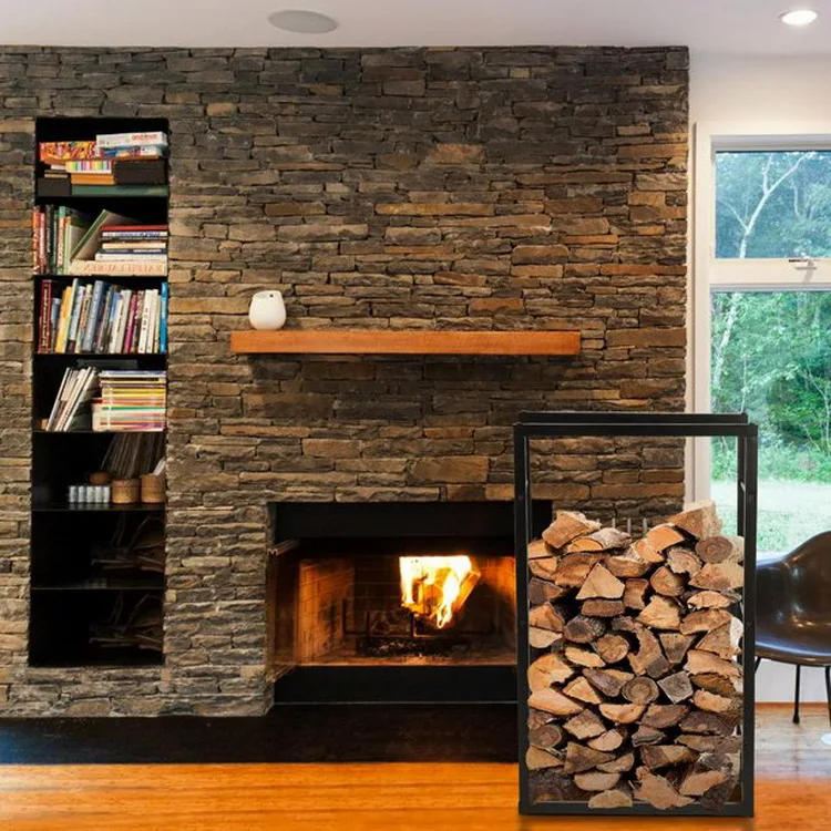 Firewood Rack Outdoor Metal Storage Holder & Rack Firewood Rack Free Standing Firewood Storage Organizer Indoor