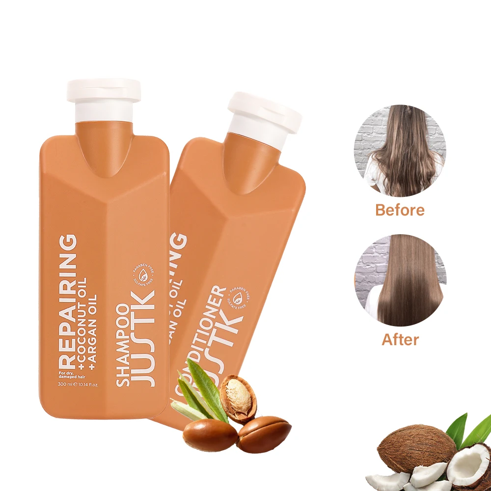 OEM Vegan Repairing Herbal Shampoo Coconut Oil Shea Butter Hair Moisturizing Deep Repair Argan Oil Shampoo and conditioner