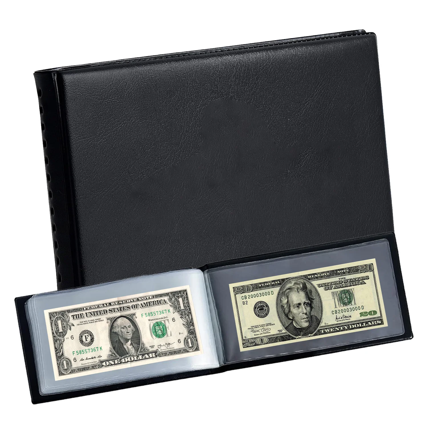 40 Pockets Banknote Currency Collecting Album Binder - 20 Sheets Clear Dollar Bill Holders World Money Storage Book Collection