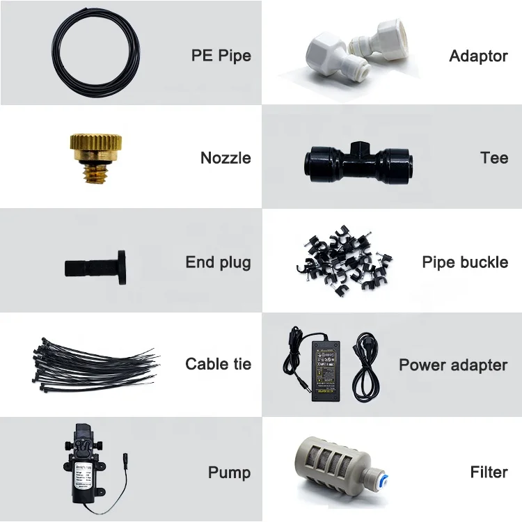 12V 6m Fog Mist System with Water Pump Mist Nozzles for Efficient Outdoor Misting Cooling System