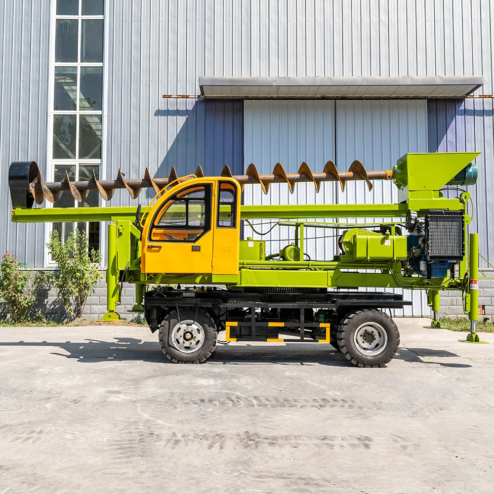 Engineering Construction Diesel Hydraulic Screw Pile Driver Photovoltaic wheel Screw Pile Driver