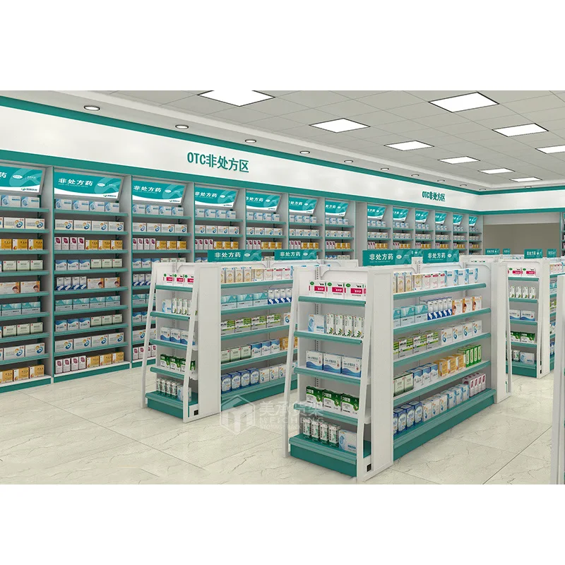 Meicheng Pharmacy Medicine Display Shelves Western Medicine Pharmacy Prescription Cabinet Single-Sided Wall Counter