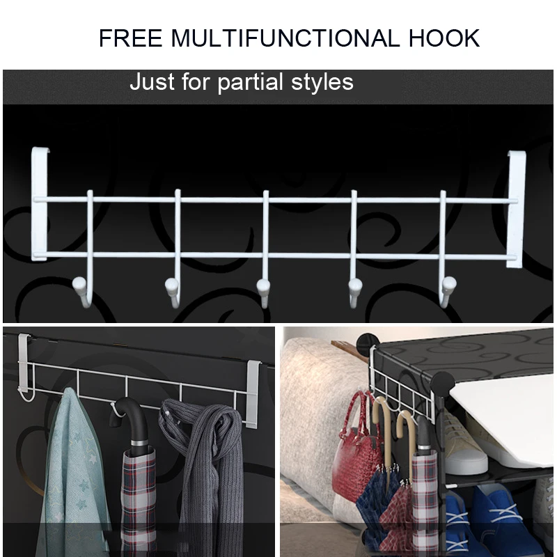 Multi-purpose 4-10 Layer large cavtiy Black PP plastic shoe rack for home storage