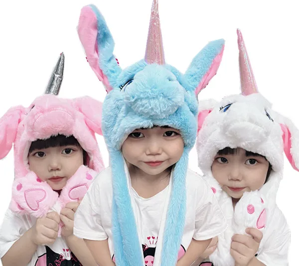 Bonnet warm thicken cute bear plush hat winter beanie knitted bonnet autumn and winter cute children cartoon scarf hat