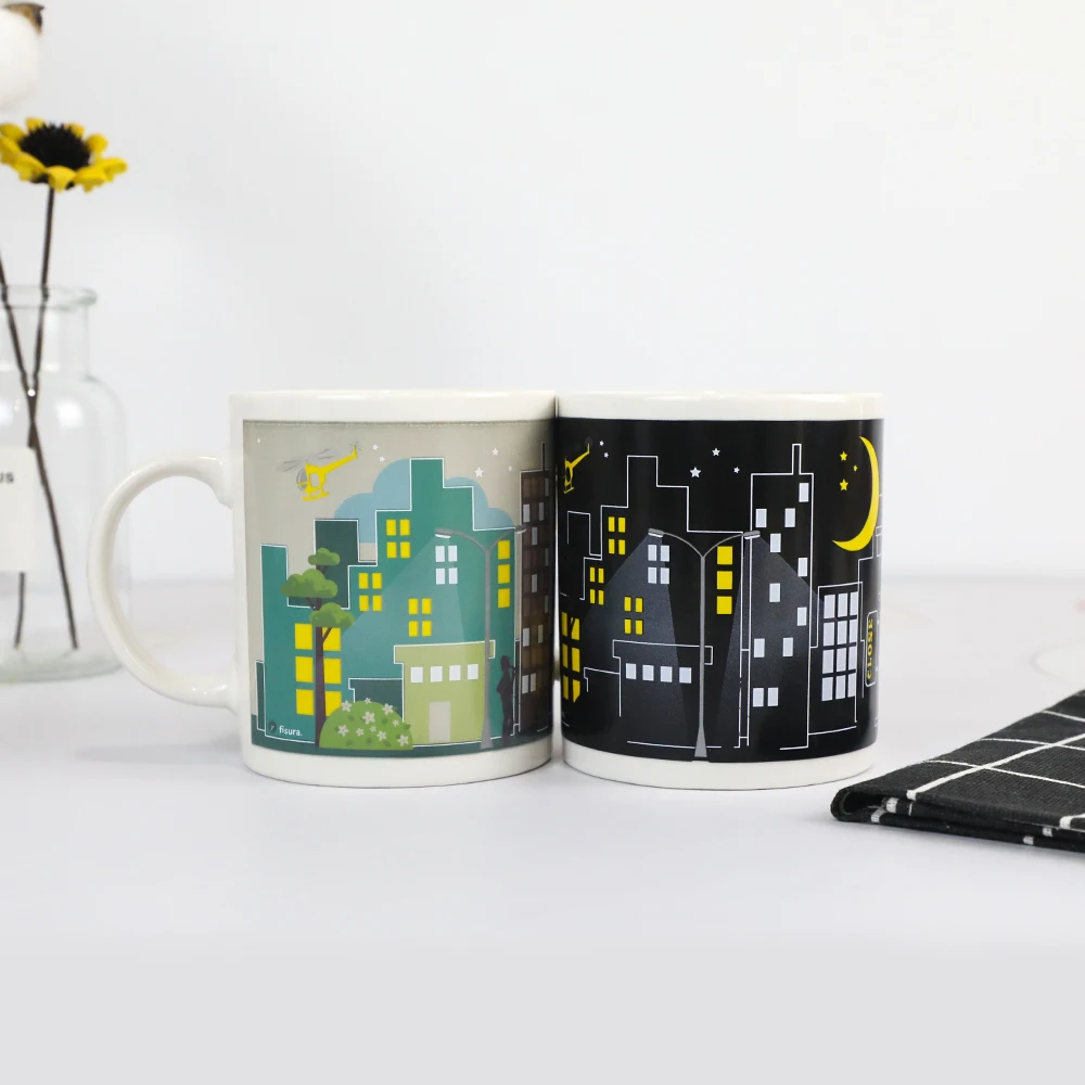 Популярная керамическая кофейная кружка на заказ, кружка с изменением цвета, волшебная кружка для горячей воды, кружка для кофе