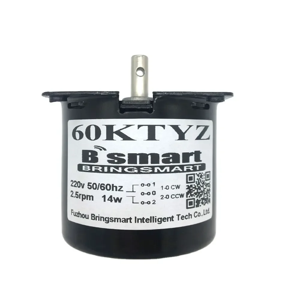 BRINGSMART 60KTYZ 220v 14W 2.5rpm 110rpm permanent magnet single phase CW CCW with speed controller synchronous ac geared motor