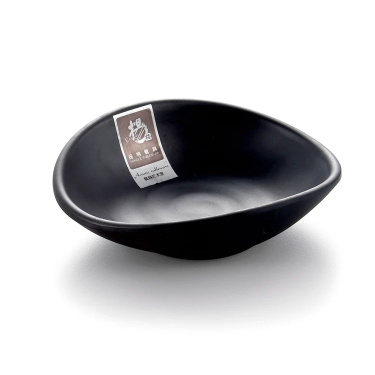 Black 100% melamine taste restaurant serving dish food plate ,printing on dishes