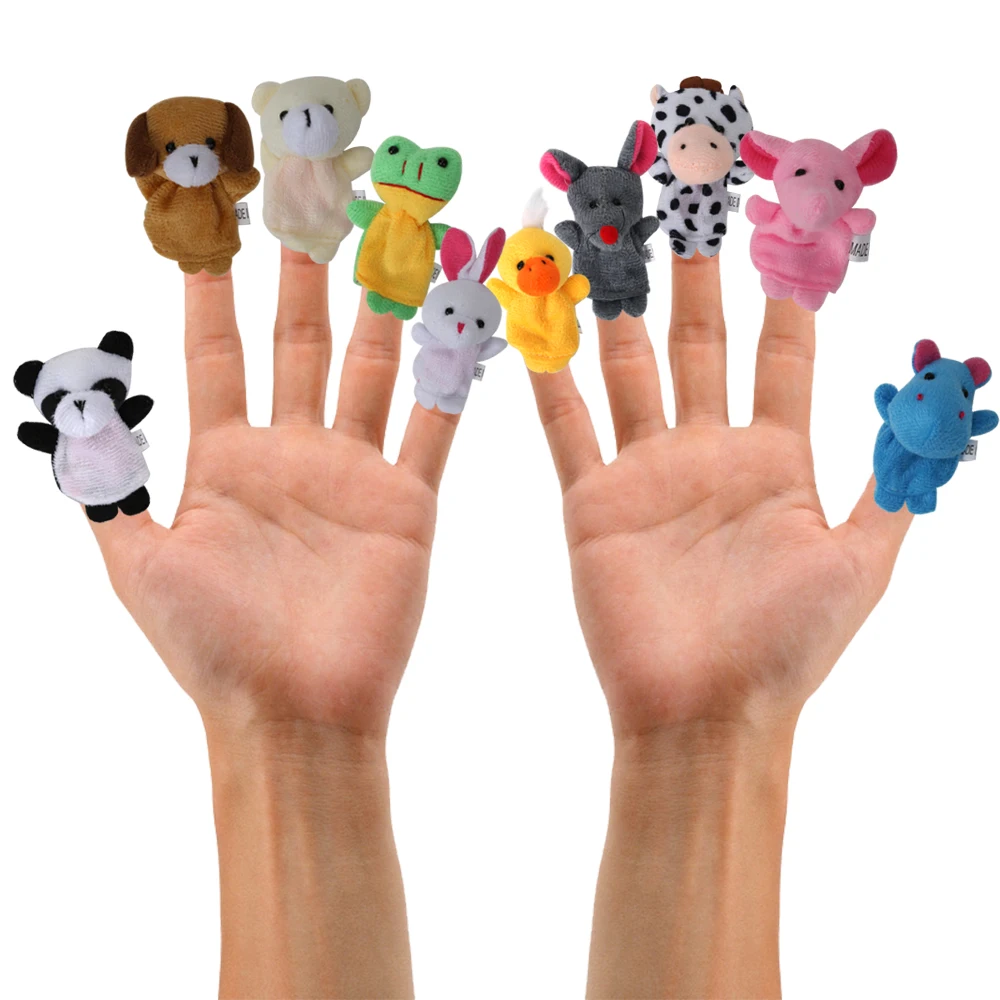 Toddlers Soft Plush Animal Finger Puppets Set Baby Story Time Velvet Animal Style velvet finger puppet