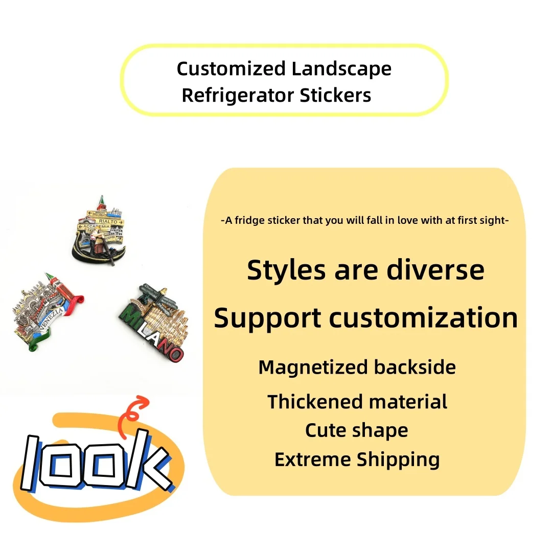 3D Fridge magnets Custom Modern Design Country Tourism Magnetic Resin Refrigerator Magnets Sticker Resin Fridge Magnet