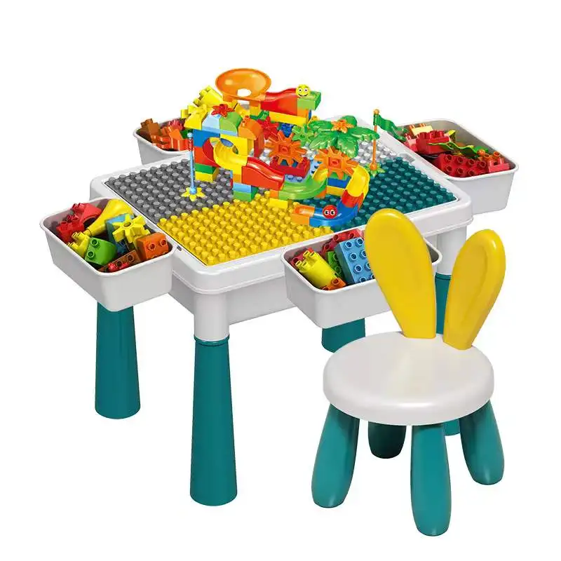 Educational Easy Assemble Plastic Building Block Table For Kids