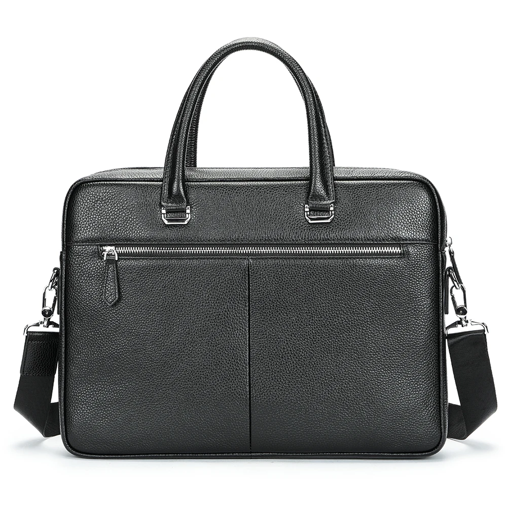 Alligator Black Leather Laptop Bags Large Capacity one-shoulder Briefcase for Business Travel Leather Laptop Bag 15 inch