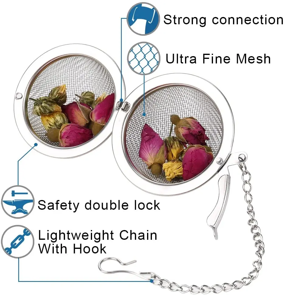 Оптовая продажа сетчатый чайный шар 4 5/5 5/7 см ситечко для чая заваривания из нержавеющей стали