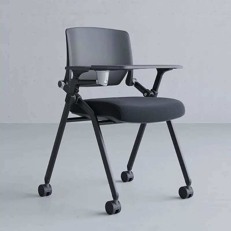 Foldable Pp Plastic Office Chair Mesh Meeting Room Training Wheels For School Hall Hotel Use With Writing Table