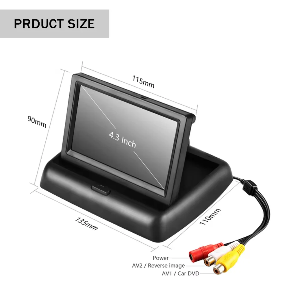 4.3-Inch Foldable Car Monitor Reverse Parking IR/LED Night Vision Rear View Camera LCD/TFT Screen TV/DVD Combination AV