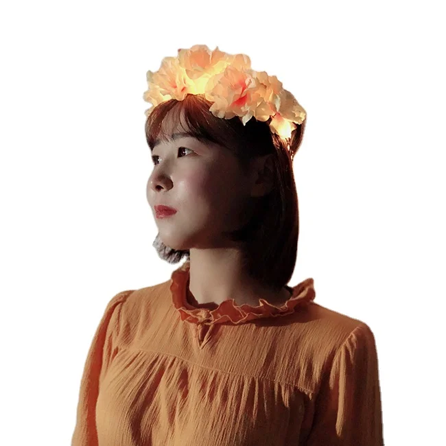 LED Flower Crown Headband for Women, Colourful Light Up Floral Garland Headdress, LED Wreath Hair Accessories for Girls