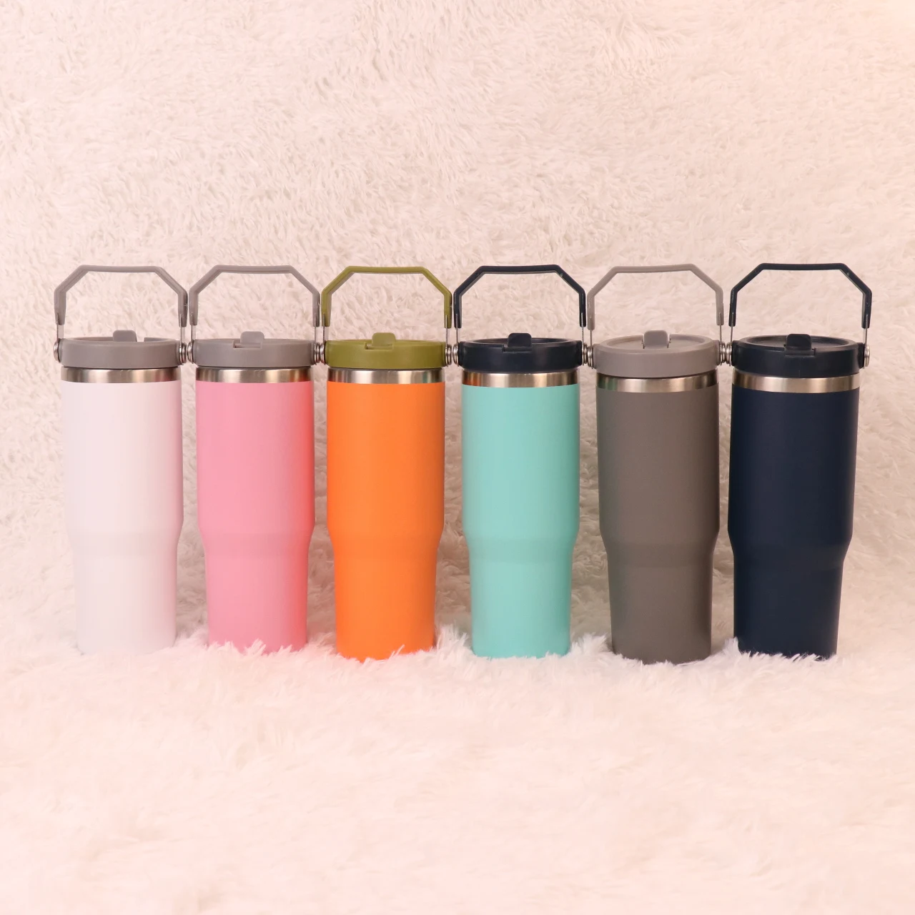 Tumbler Wholesale Bulk 40 oz Coffee Tumbler Flip Top 30 oz 32oz Stainless Steel Tumbler Cup With Straw Lid And Handle