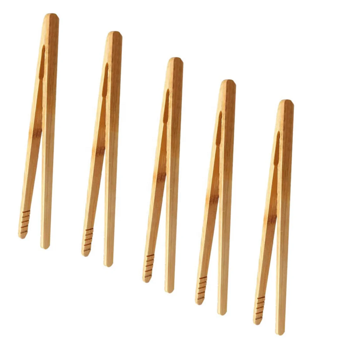 Bamboo Tongs for Cooking Toast Bread Pickles Tea Bamboo Kitchen Tongs