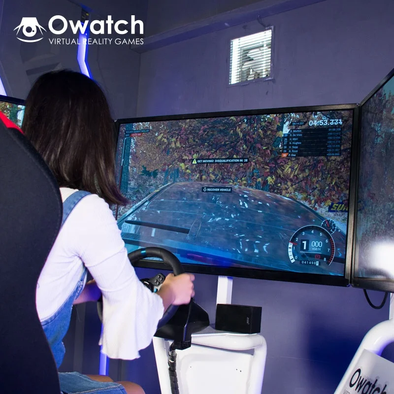 VR Racing car driving simulator machine with three screens
