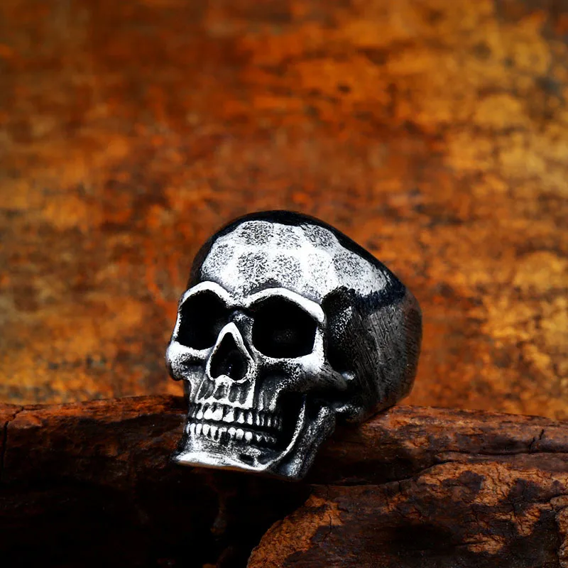 SS8-592R Stainless Steel New Design Skeleton Men Ring Wholesale Gothic Skull Jewelry Skull Moving Mouth Ring Punk Biker Jewelry