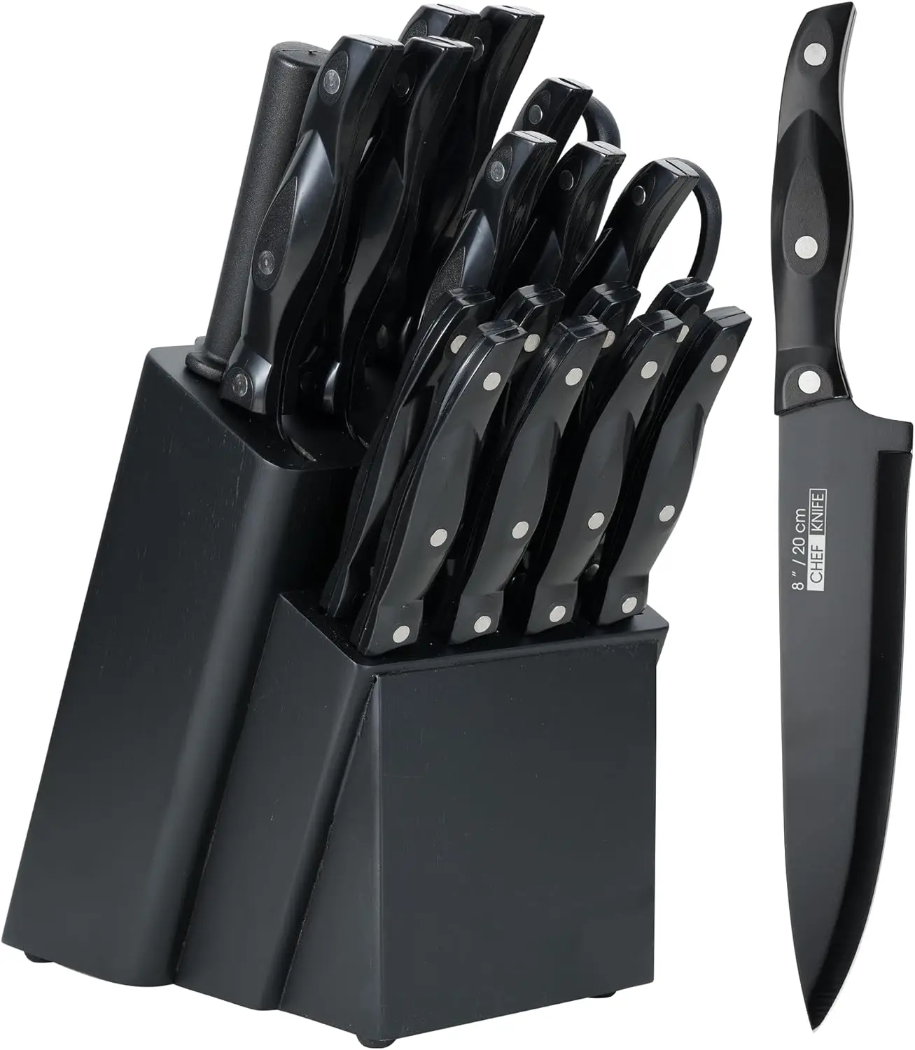 19 Pcs Premium Stainless Steel Knife Block Set Professional Luxury Acrylic Handle Knife Set for Kitchen with Block