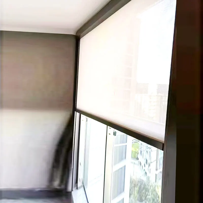 Outdoor Garden Balcony Electric Waterproof Roller Shutter Windproof Industrial Sunscreen Blackout Motorized Patio Roller Blinds