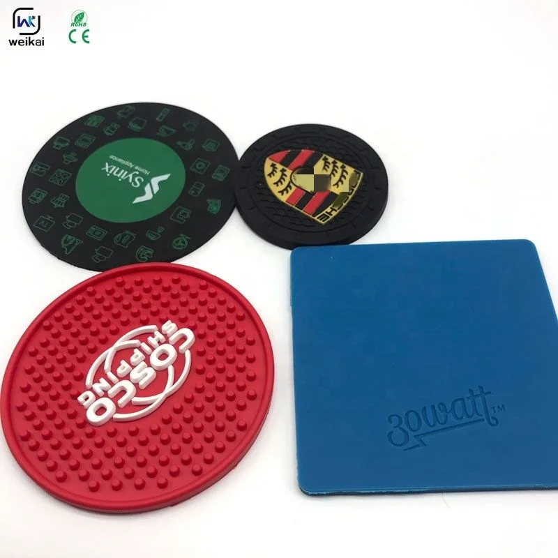 cool silicone/rubber/pvc coaster customized print anti-slip & heat resistant mat beer mat