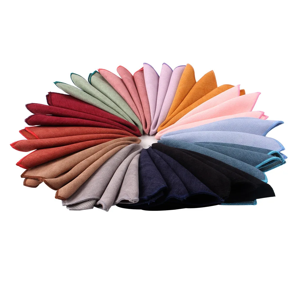 Men Wedding Accessory Hanky Fashion Polyester Plain Handkerchief Male Solid Color Pocket Square