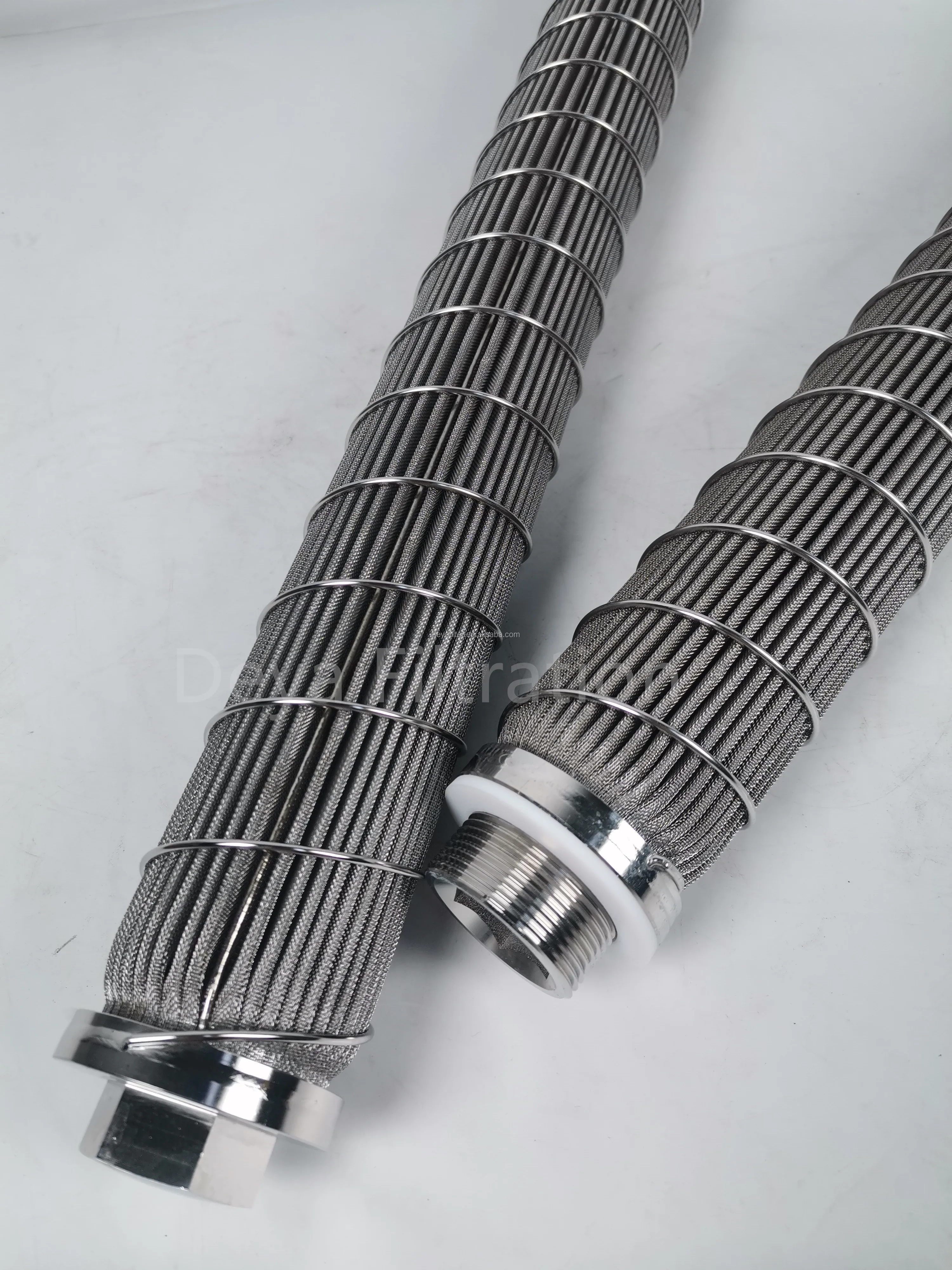 OEM different end connection stainless steel pleated filter element metal fiber mesh candle polymer melt filter element