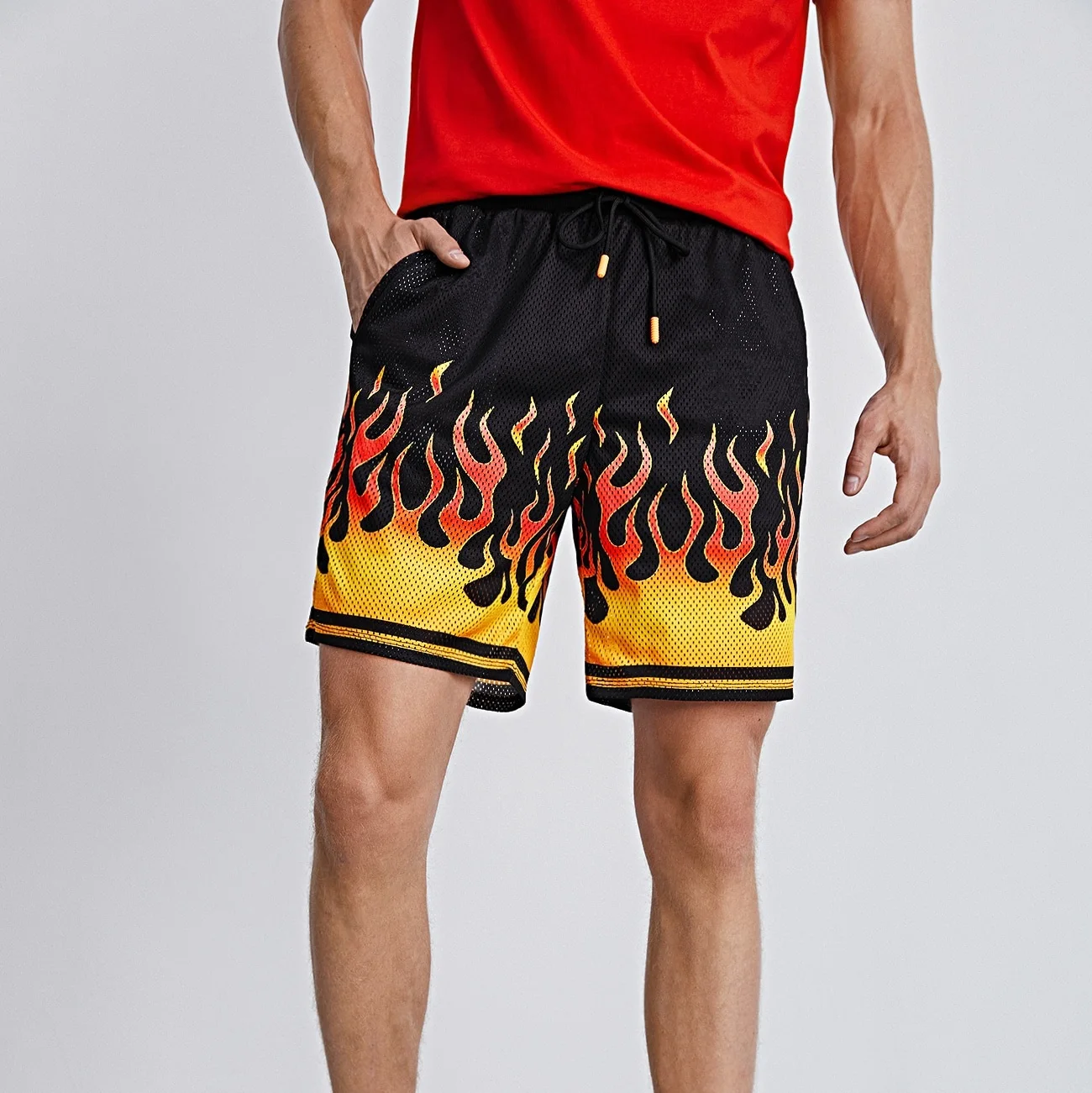 
 Custom Dry Breathable double men mesh basketball uniform shorts with logo  