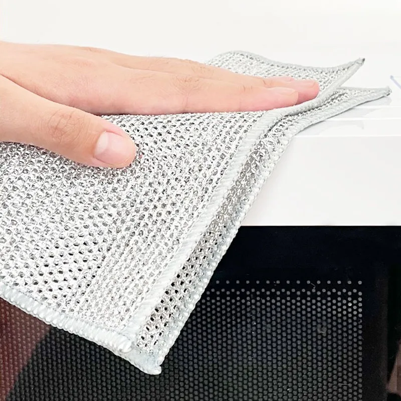 Double-sided silver wire home department store wholesale kitchen counter wash dishes oil-free cleaning cloth dishcloth