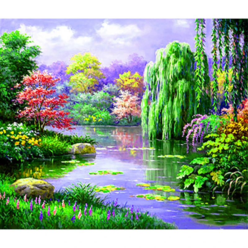 Full Square/Round 5D DIY Diamond Painting Riverside Scenery Diamond Painting Cross Stitch Mosaic Art Home Decor Wall Art Gifts