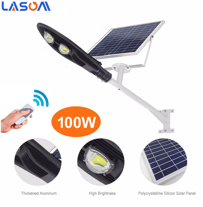 Quality Assurance 50W 100W Big Black LED Solar Charge Board Street Lights High Lumen Lamp Explosion Proof High Power 100W 200W